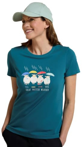 Mountain Warehouse Great British Weather Damen T-Shirt Aquamarin Damengröße EU 42