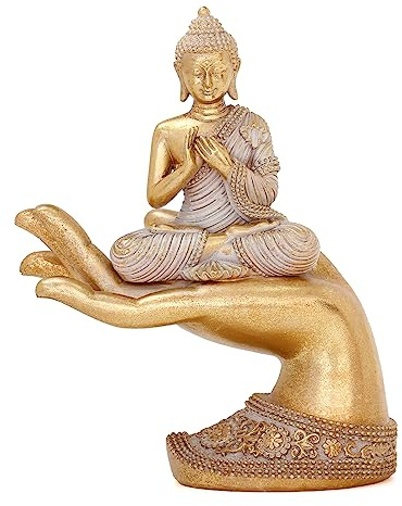 Statue de Bouddha pour décoration d'intérieur Doré 22,1 cm - Statues de Bouddha pour décoration Zen - Grande Statue de Bouddha Spirituel pour Salon - Cadeau de Bouddha d'intérieur pour la Relaxation,