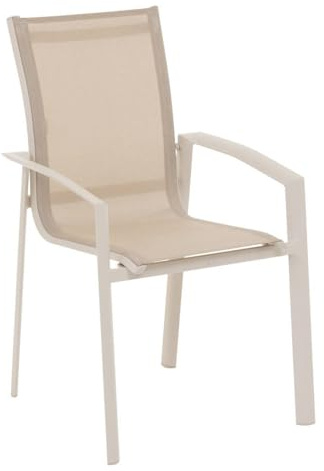 Hespéride - Fauteuil de Jardin Empilable Axant Lin et Argile Anti-Rouille Texaline Léger Facile à Ranger Mobilier d'Aménagement pour Terrasse Balcon