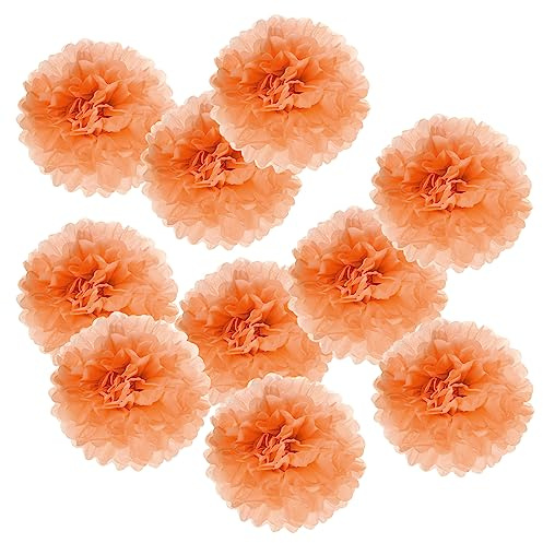 PATIKIL 6 Fazzoletto Pom Poms Fiori, 10pz Carta Fiore Palla per Matrimonio Sposa Doccia Compleanno Addio Nubilato Festa Sfondo Decorazione, Arancione
