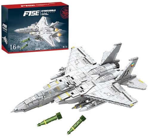 Auforua Technik Militär Flugzeug F15E Strike Eagle Modellbausatz, 2216 Teile Klemmbausteine Militär Flugzeug Bausteine Bausatz