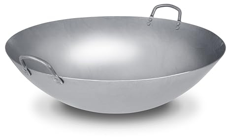 Craft Wok Extra Large 21-Inch Heavy Canton Style Hand Hammered Carbon Steel Wok (Round Bottom) / 731W194X