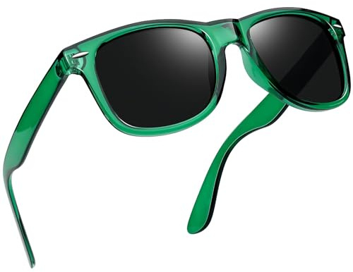 Joopin Occhiali da Sole da Uomo Donna Polarizzati Protezione UV400 Classici Rettangolari Quadrati Vintage Retrò Anni '80 Occhiali da Guida (Montatura Verde Trasparente)