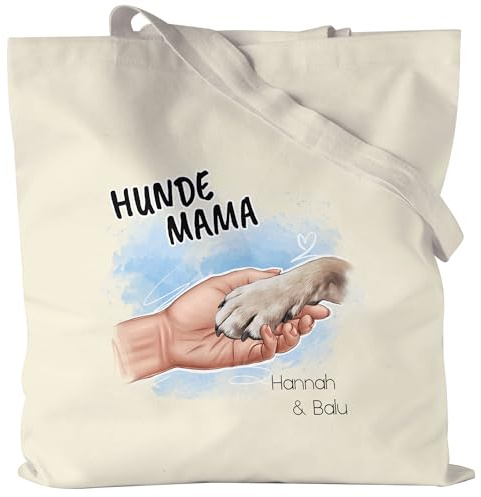 Kiddle-Design Personalisierte Hundemama Jutebeutel | Geschenk für Stolze Hundebesitzerin | Für Hundeliebhaber Dog Mom mit Haustier | Individuell & persönlich gestalten