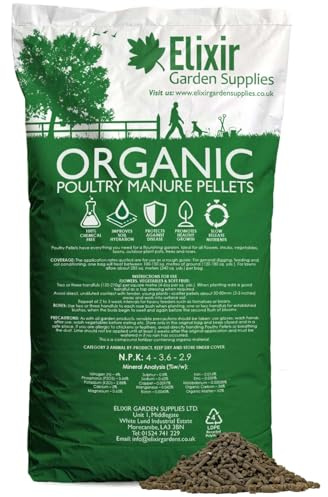 Elixir Gardens Organic Chicken/Poultry Manure Pellets | 20kg Supplied in Polythene Bag | Treats up to 500sqm