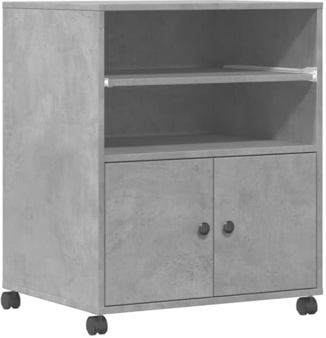 vidaXL Druckerständer, Druckerhalter mit Rollen, Druckertisch Druckerwagen für Büro Zuhause, Rollwagen Büroschrank Beistelltisch, Betongrau