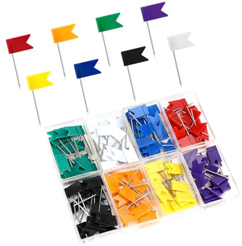 Fahnennadeln Bunt 160 Stück Fahnennadeln Bunt Reißzwecken für Pinnwand, Pins Für Pinnwand,Bulletin und Landkarten für Heim,Büro und Schule Landkarte Fotos für Heim,Büro und Schule Landkarte Fotos
