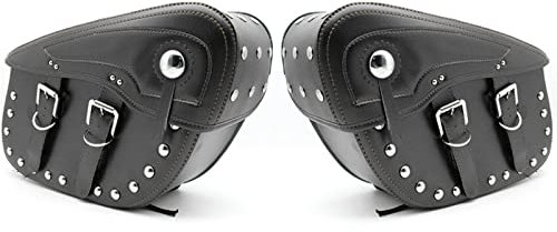 RSFIL Motorrad-Satteltaschen Leder Seitenaufbewahrung Werkzeugtasche Gepäcktasche Für Gepäckträger Dekoration(Black)