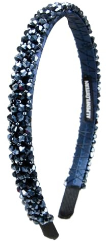 Alpenflüstern Trachten-Haarreif Glitzerperlen schmal - Damen Haarschmuck, Haarband rutschfest fürs Dirndl (blau) ADV150