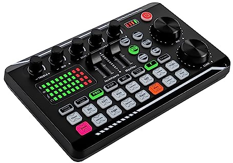Tarjeta de sonido con 12 efectos de sonido, controlador de estudio, 1200 mAh, F998, Bluetooth, estéreo, mezclador, compatible con sistema Bluetooth tipo C Windows/Mac/Android/iOS