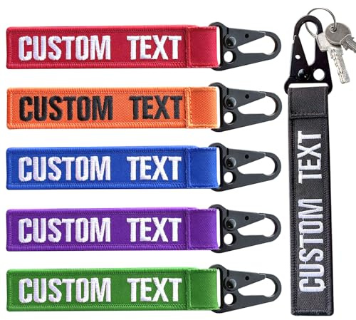 Personalisierte Schlüsselanhänger, Benutzerdefinierte doppelseitige Stickerei Gepäck Tags, Schlüsselanhänger Tag mit Text/Nummer, Schlüsselanhängers Zubehör für Zimmer Motorrad Auto Rucksäcke