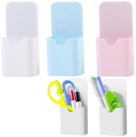 MEXRUMI 3 Stück Stifthalter Magnetisch Magnet Stifte Halterung Magnetisch Markerhalterun Magnet Behälter Magnetisch Organizer Für Whiteboard Kühlschrank Schule Büro (Blau/Weiß/Rosa)