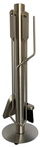 Silbernes 5-Teiliges Kaminbesteck: Besen, Bürste, Schaufel, Zange Und Schürhaken – Kaminbesteck Mit Halter – Für Alle Räume Und Kamineinstellungen