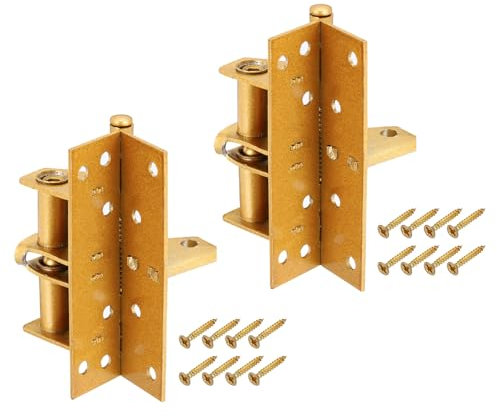 PATIKIL 3.94 Inch x 2.4 Inch Self-Closing Door Hinges, 2 Pcs Steel Interior Door Hinge with 16 Screws for Bedroom Bathroom Kitchen Cabinet Hinges, Gold