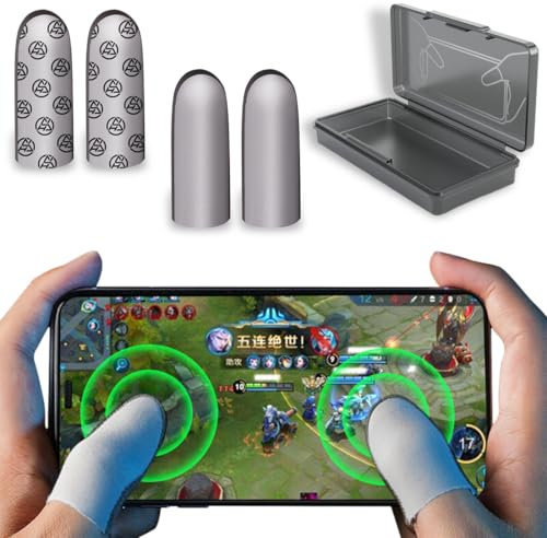 COYUN 2 paire Doigtier de Jeu Mobile et 1 boîte, manchons de doigts respirants pour jeux vidéo, Manches de pouce pour jeux vidéo - Pour jeux sur téléphone portable, Contrôleur de Jeu Mobile Adultes