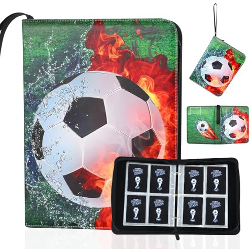 XEERUN Sammelkarten Album, Sammelalbum Fußball Karten, 50 Seiten 400 Karten Kapazität FußballSammelalbum, Wasserdicht Karten Halter Heft Ordner, Geschenk Karten Heft