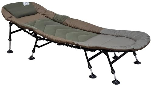 Lucx Patriot Komfort Bedchair Angelliege Karpfenliege 8 Beine Liege mit Matratze Gartenliege Maße (L/B/H): 195 x 80 x 40 cm