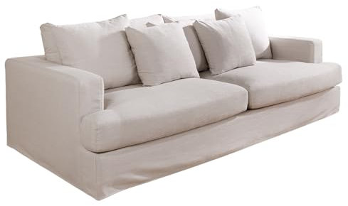 Riess Ambiente 3-Sitzer Sofa Heaven - 210cm - Natur - Leinenstoff Gänsefeder-Kissen Federkern Abnehmbarer Bezug Rundum-Bezug inklusive Kissen XXL-Couch