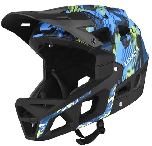 Aomiun Adult Bike Helmet, Full Face Mountain Bike Helmet Adjustable Lightweight Bike Helmets with Detachable Visor & Chin Guard, Comfort Cycling Helmets for Men Women (M【55-58CM】)