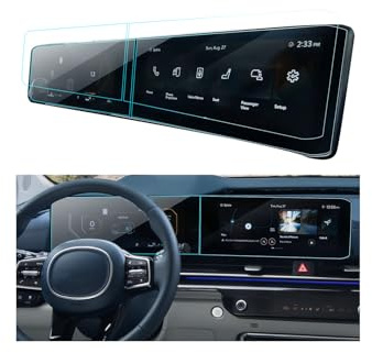LANTU 4PCS Car Screen Protector for 2025 Kia Carnival KA4(LX/LXS/EX/SX/SX Prestige) Navigation& Dashboard& AC Nano Touchscreen Protector Film HD Clear Bubble Free 12.3''