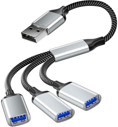 Wowfast USB Splitter 1 zu 3, USB Verteiler mit Rückwärtsladen, Laden, Datenübertragung, OTG-Funktion für MacBook/Laptop/LED etc