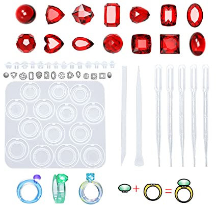 Anello in silicone a forma di pietra preziosa con asta a forma di cucchiaio, per la creazione di gioielli