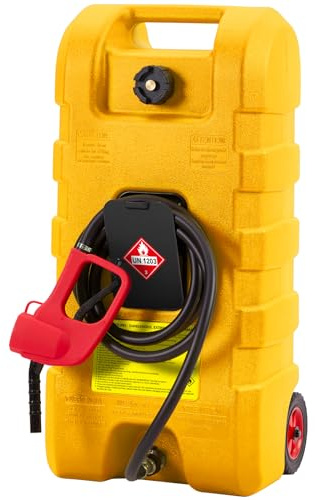 15 Gallon Gas Can, Portable Gas Storage Tank With Manual Transfer Nozzle & 10FT Hose, Diesel Fuel Container, Petrol Storage Cans for Lawn Mower, Farm, Marine, Home Use