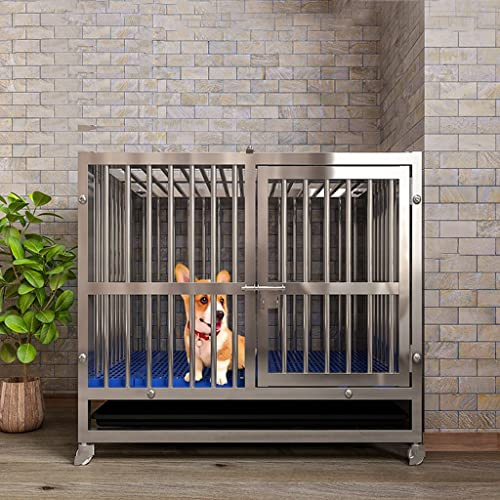 IXMLDAXD Hundekäfig, Hundekäfig-Zwinger for große Hunde, robuster Haustierzaun for das Training im Innen- und Außenbereich mit Kunststoff-Tray-Tür und Schloss-Design(62x45x55cm)