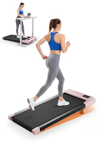 Superun Walking Pad mit Steigung max 159 KG/136 KG, 2.5HP Laufband für Zuhause mit LED, Leise Laufband Schreibtisch mit App und Multiplayer-Rennstrecke