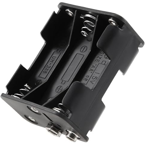 Boîtier de rangement pour piles AA à ressort double face 6 x 1,5 V Noir