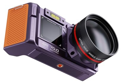 FUANA Cámara digital 4K sin espejo de 96 MP, zoom digital de 50x con WiFi, pantalla HD de 3.5 pulgadas para imágenes de alta definición, compatible con almacenamiento de 512 GB, blanco y morado