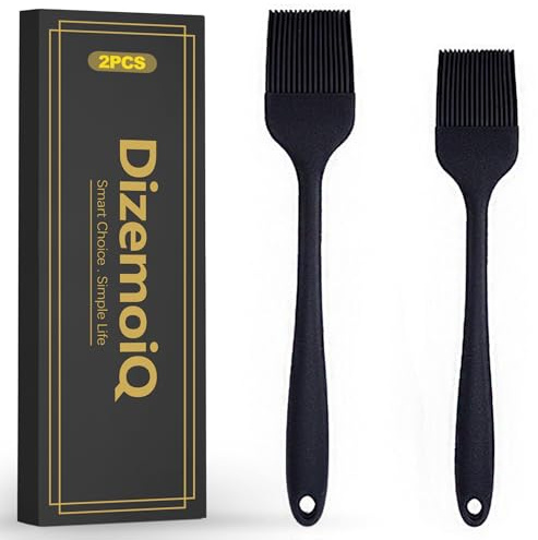 DizemoiQ 2er Set Silikon-Backpinsel und Grillpinsel Hitzebeständig Küchenzubehör für BBQ und Marinaden Spülmaschinengeeignet Schwarz