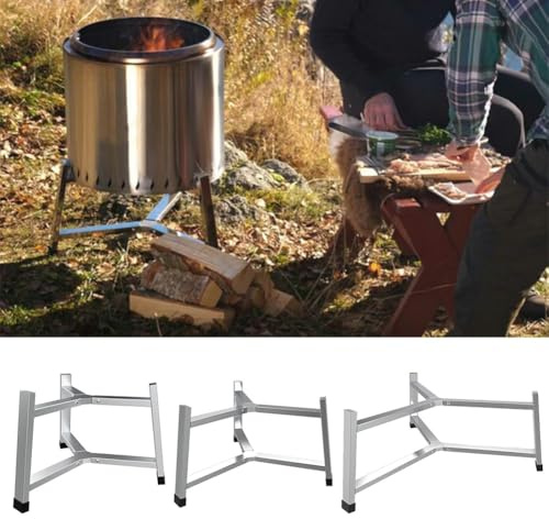 ZYNCUE Stainless Steel Fire Pit Stand for Outdoor Fireplace, 3-Legged Base with Vent Holes for Heat Management, 15/19.5/27 in