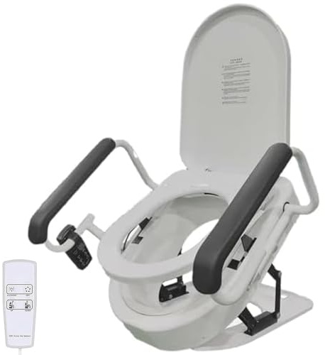 Rialzo Automatico per Sedile WC, Sollevatore Elettrico con braccioli Antiscivolo, Angolo da 0 a 45 °, Carico Massimo 330 Libbre WC Elevato con Telecomando & Funzione di Asciugatura