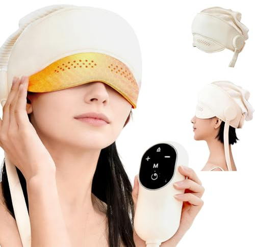 Kopfmassagegerät Elektrisch mit 4 Massage Modi & 6-Zonen-Luftkissenmassage und 3-stufigen Rundum-Wärmetherapiefunktion, lindert Kopfschmerzen, Stress und Müdigkeit, verbessert die Schlafqualität