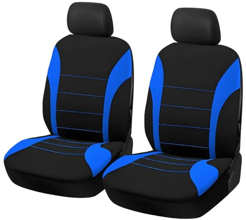 2 Stück Autositzbezüge Vordersitz,Autositzschoner,Vorne Vordersitzbezüge | Atmungsaktiv Vorderseite Autositzabdeckungen,Sitzbezug Auto Vordersitze,Universell Schonbezüge für Autositze (Blau)