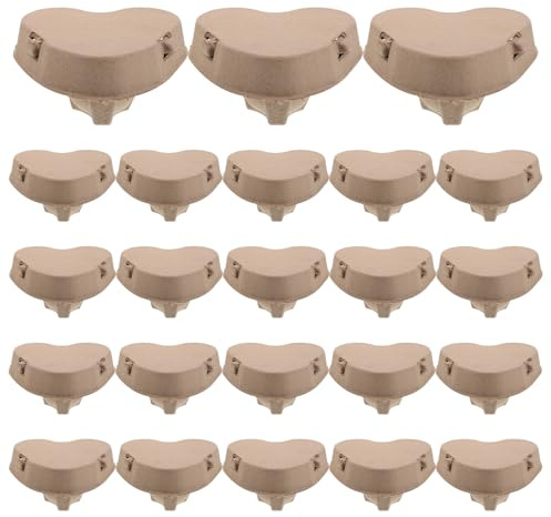 GRIRIW Set 30 Pezzi Cartoni per Uova in Polpa di Carta Forma a Cuore Scatole di Cartone per Uova Compostabili Vassoio Decorativo per Festa Romantica per Uso Interno ed Esterno