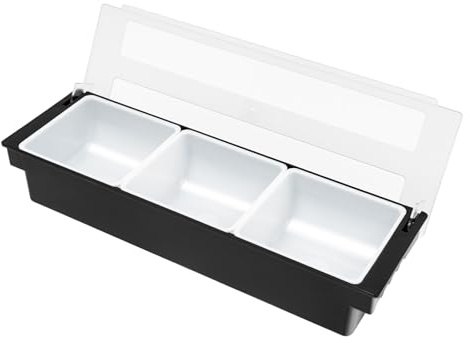 PBTERDTF Zutatenbehälter 3 Fächer Obstbox Kunststoff Obstkiste mit Transparentem Deckel Gewürzspender Pizza Zutatenbehälter Obst Gewürzbox Lebensmittel Organizer (3 Fächer)