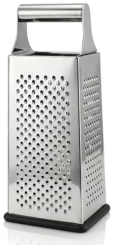 Arendo - 4 Seitige Küchenreibe aus Edelstahl – Vierkantreibe mit rutschfestem Boden – Reibe für Gemüse Obst Gemüse Käse uvm. – Praktische Gadgets für die Küche