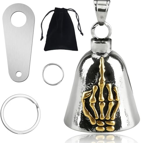 EZVEZS Guardian Bell Portafortuna Moto,Campanella Moto Guardian Bell,Campanellino Motociclisti,Portachiavi Motos Portafortuna,Campanella da Equitazione Biker Bell,Portafortunas con Anello Appeso