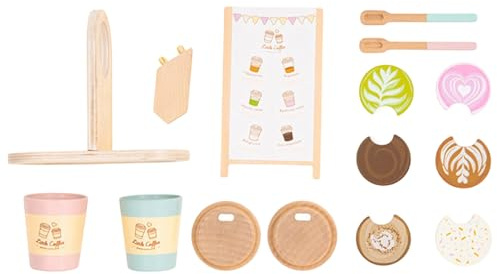 Kids Coffee Playset – Trälåtsasleksaksset, 400g | Teservis för barn Lekmat och matleksaker med tillbehör för pojkar Flickor Ålder 2+ Förskola Inlärningsfest Födelsedagsjulklapp