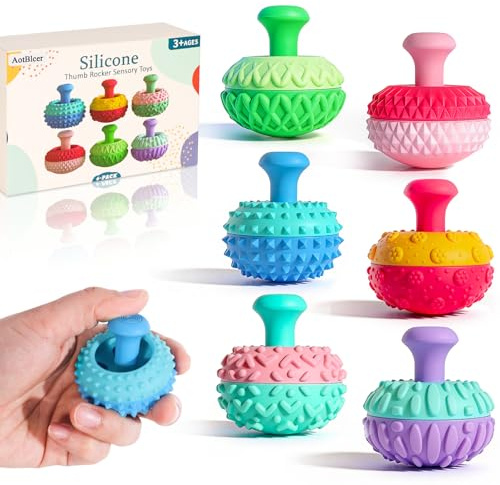 Silicone Thumb Rocker Fidget Toys for Kids Adults ,6PCS Stress Relief Sensory Toys for Autism ADHD Anxiety,Fun Textures Gadgets,Office Desk Toy,Stocking Stuffers for Women Men Teen Gifts