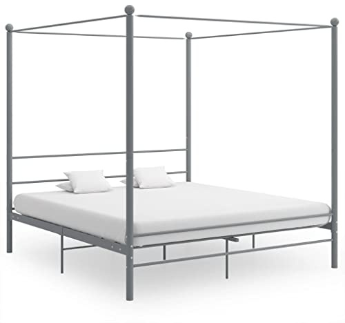 Generisch Himmelbett Grau Metall 180x200 cm,Möbel,Betten & Zubehör,Betten & Bettgestelle,25.5KG,325068