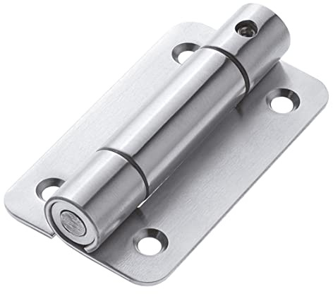 Amig - Bisagra de Sobreponer - 90 x 52 x 2 mm - Con Muelle - Para Mamparas de Madera - Ideal para Puertas de Baños Públicos - Acero Inoxidable 18/8 Plateado Mate