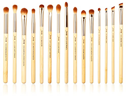Jessup Augenpinsel Set 15tlg Lidschatten Eyeliner T137 | Bambus Augenpinselset, reine Synthetikfasern, weich ohne Haarverlust, präzises Verblenden für Lidschatten