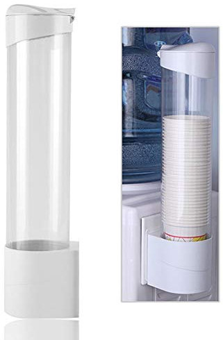 Haofy Dispensador de Vasos Desechables, Dispensador de Taza de Plástico/Papel Montado en la Pared, Accesorio de Fuente para Beber, para Hogar Oficina Restaurante, Hasta 50 Tazas de 5-7,5 cm Diámetro