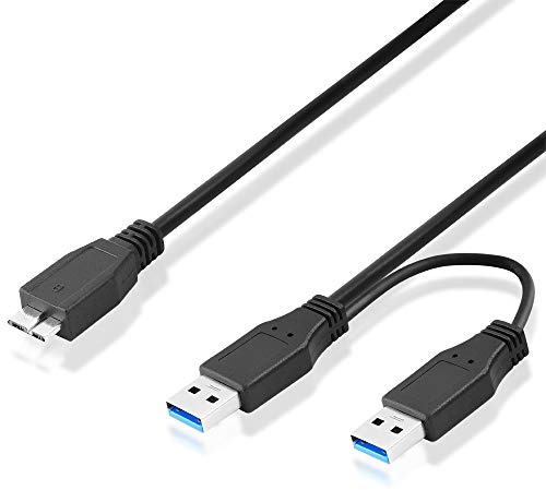 BestPlug Y Dual Power 3.0 Câble USB avec 2 connecteurs USB A vers 1 connecteur Micro USB B Noir 60 cm