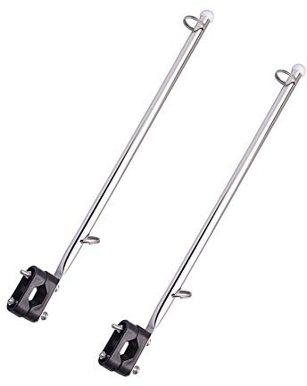 2 PCS Stainless Steel Rail Mount Boat Pulpit Staff, boat yacht marine flag pole(7/8 - 1)