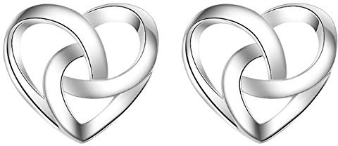 LÖB Damen Ohrstecker 925 Silber Stecker mit Herz Brezel Infinity Knoten Oktoberfest Dirndl Tracht Ohrringe Modern Schlicht Set
