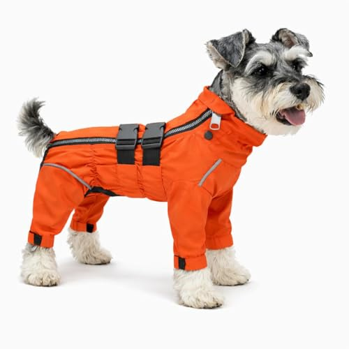 wasserdichte Hundejacke, leichte reflektierende Sicherheits-Hunderegenjacke, Winddichte und schneesichere Hundeweste für kleine, mittelgroße und große Hunde. Orange XS
